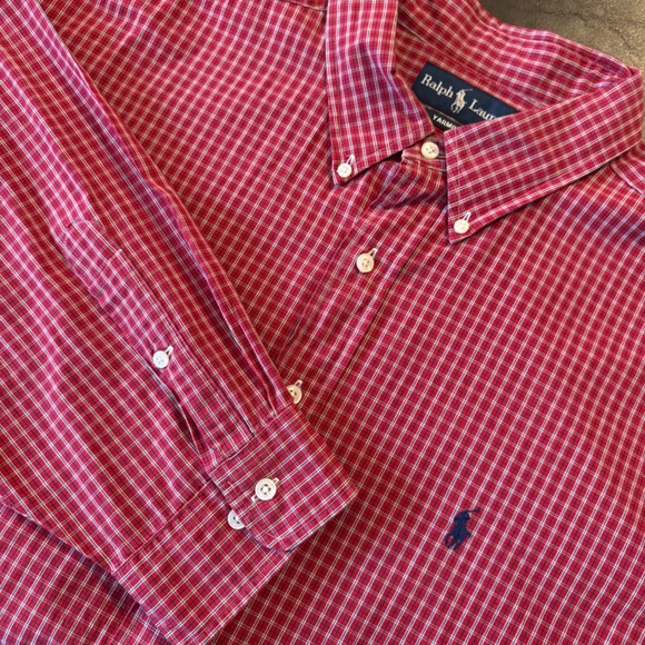 Ralph Lauren Other - Ralph Lauren Men's Red Plaid Button Down Shirt Yarmouth Fit Long Sleeve 18 34/35